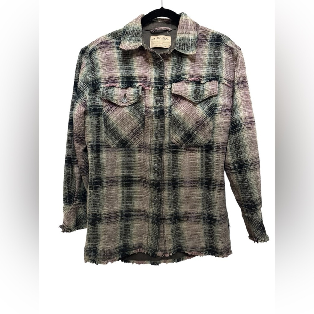 Free People we The Free Anneil Plaid Shirt Jacket Sz XS - Picture 2 of 13